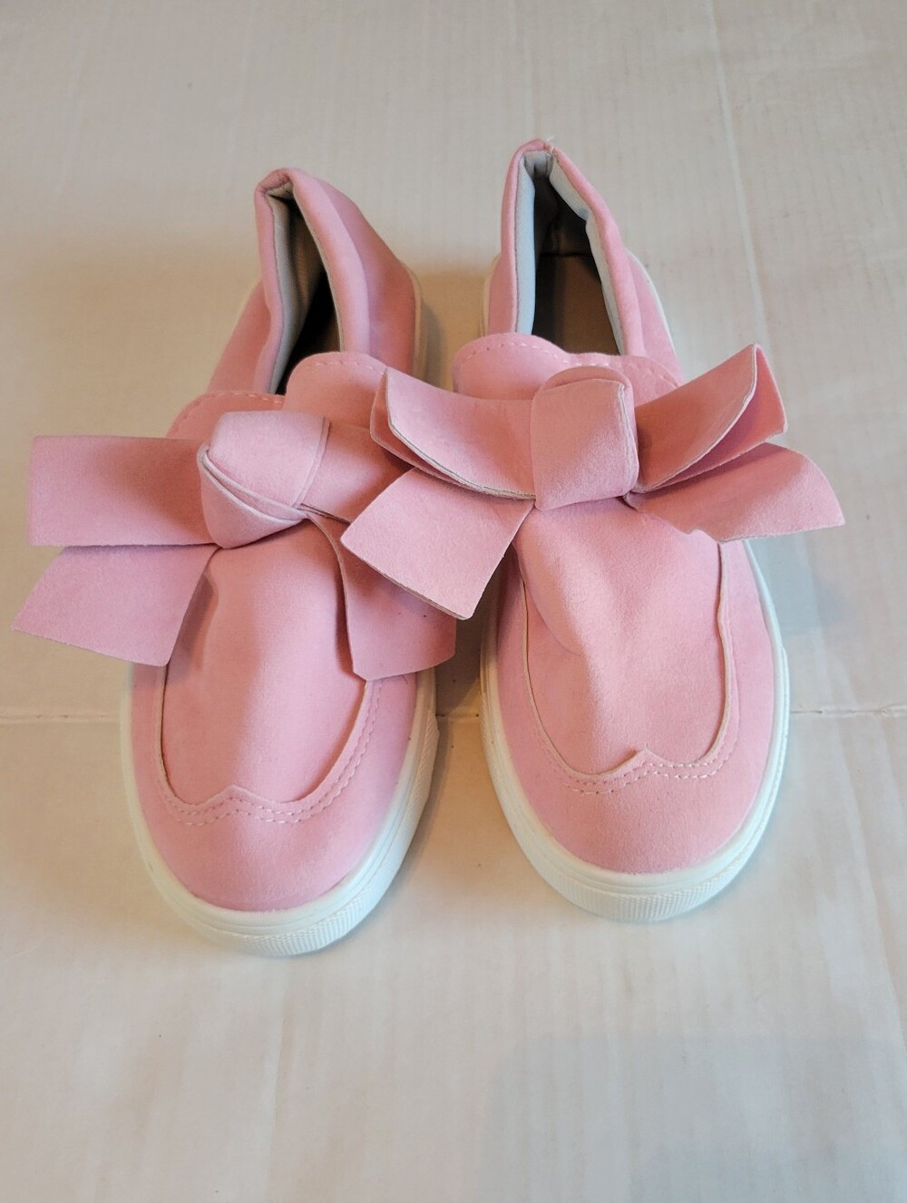 Women’s Pink Bow Slip-On Fashion Faux Suede Sneakers Size 39